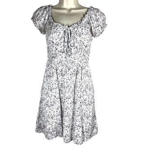 J Crew Dress Small Floral Coquette Milkmaid Mini Babydoll Puff Sleeve Peasant
